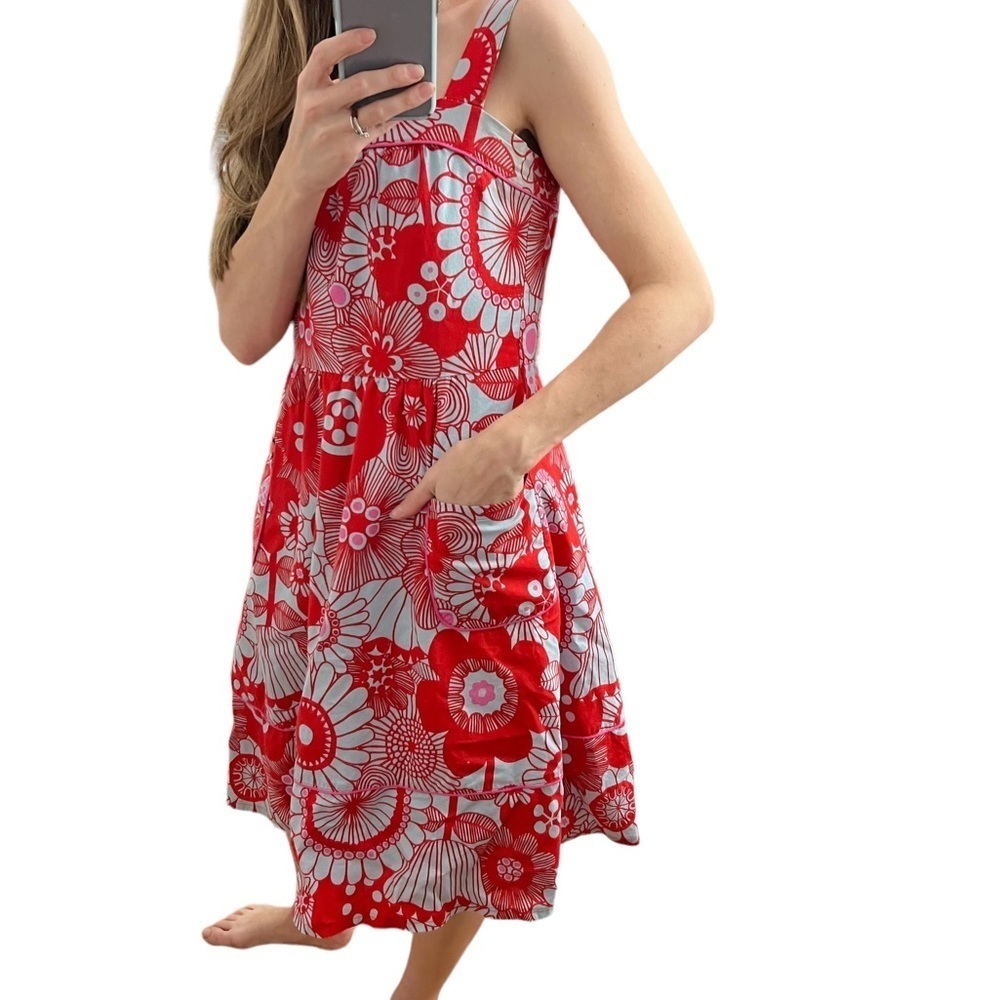 Marimekko floral knee length dress pockets - Picture 4 of 14